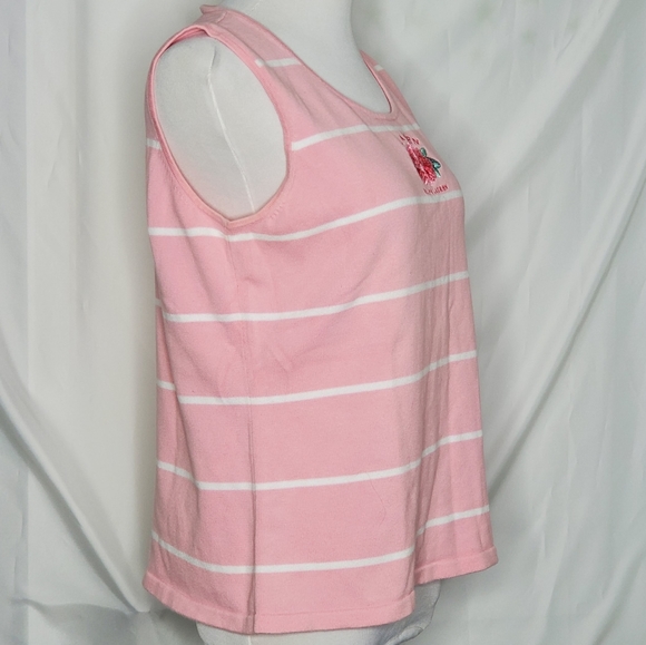 Vtg Lauren Ralph Lauren Flower Stripes Tank Top - Picture 3 of 5